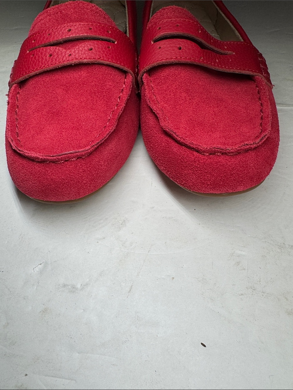 Lands' End Red Quilted-Insole Penny Loafers 11 suede comfort casual slip-on - Picture 7 of 9
